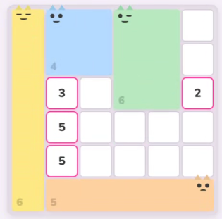 GridPaw Hard puzzle — 7×8 Shikaku grid